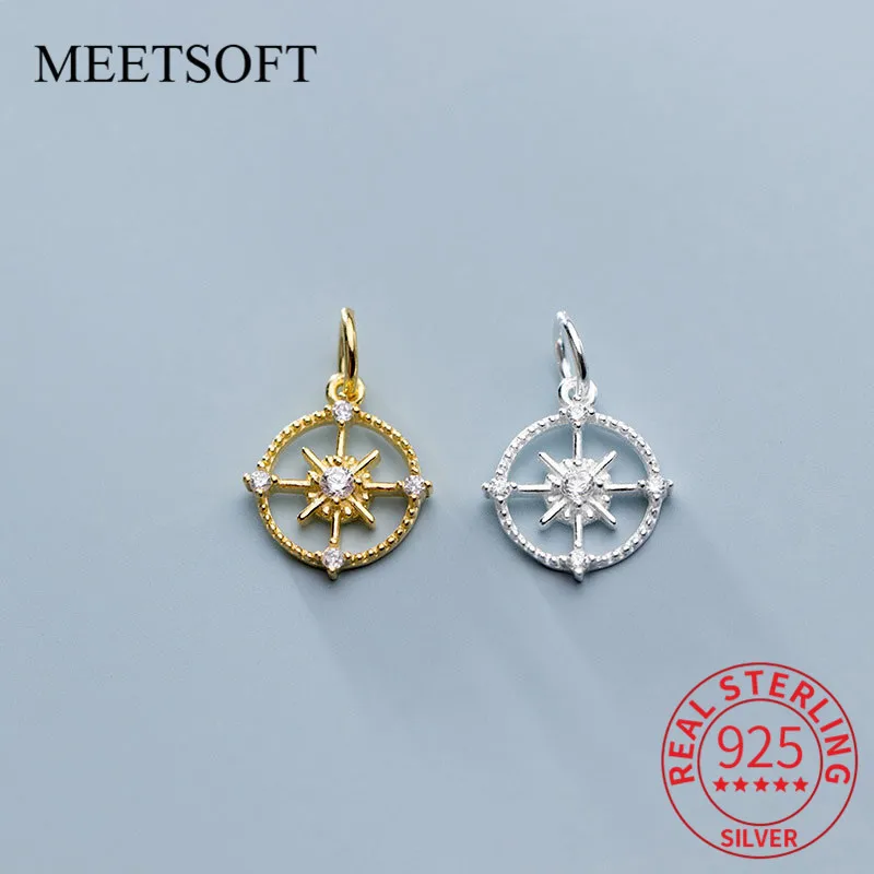 

MEETSOFT офисные 925 стерлингового серебра Геометрическая круглая циркониевые амулеты DIY Ювелирные ожерелья ручной работы выглядит очарователь...