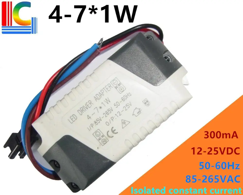 

4W 5W 6W 7W LED Driver adapter 110V 220V AC to DC 12V - 25V Lighting Transformer 300mA Constant current Power Supply DIY
