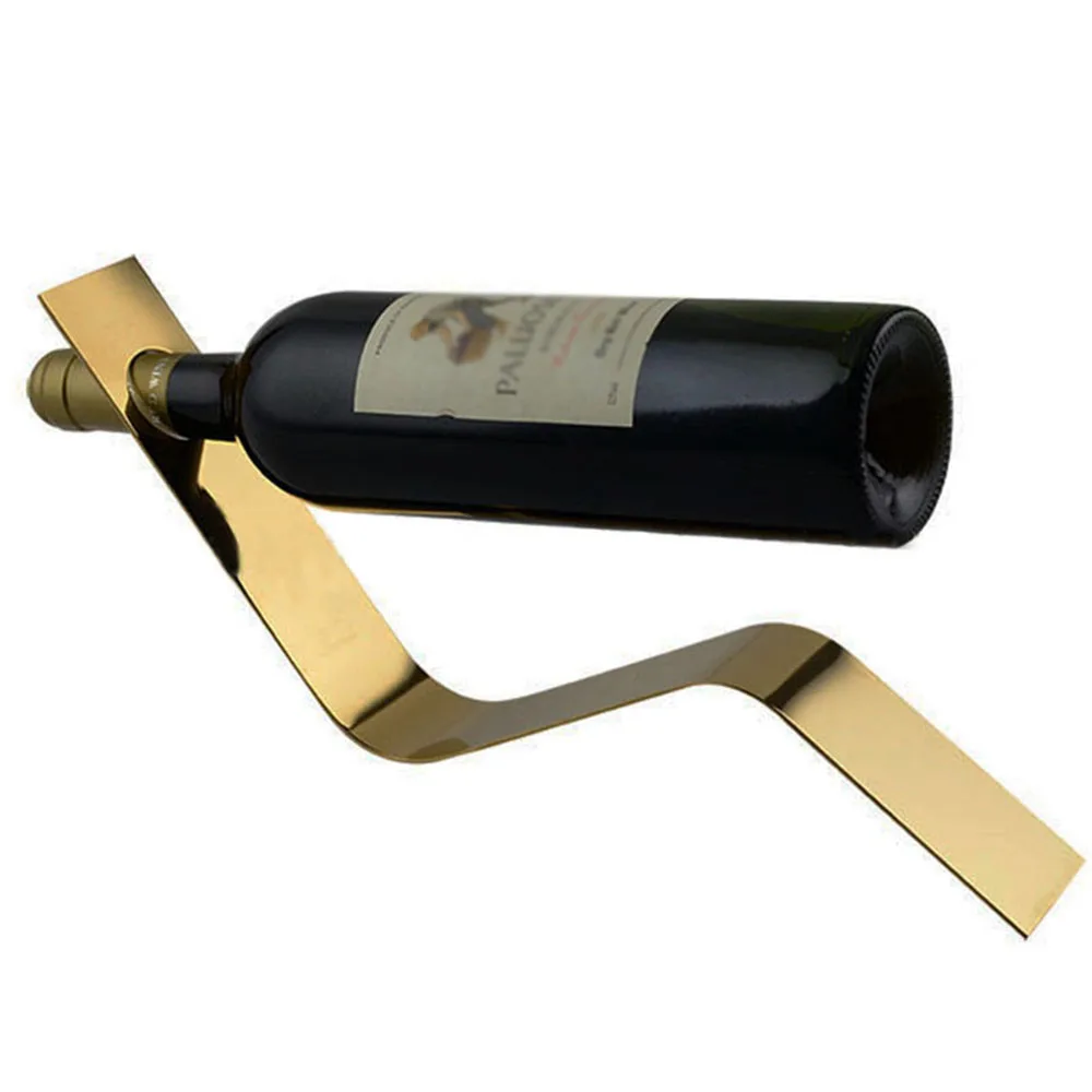 

Unique S Shaped Wine Storage Rack Stainless Steel Gilded Wine Rack Simple Wine Rack European Wine Rack Bar Counter Decoration