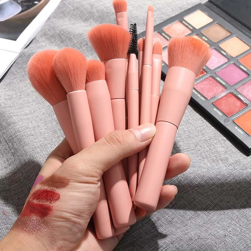 

Pink Makeup Brush Set Kit Professional 10pcs Eye Shadow Loose Powder Blush Foundation High-End Beauty Brushes Make Up Tool