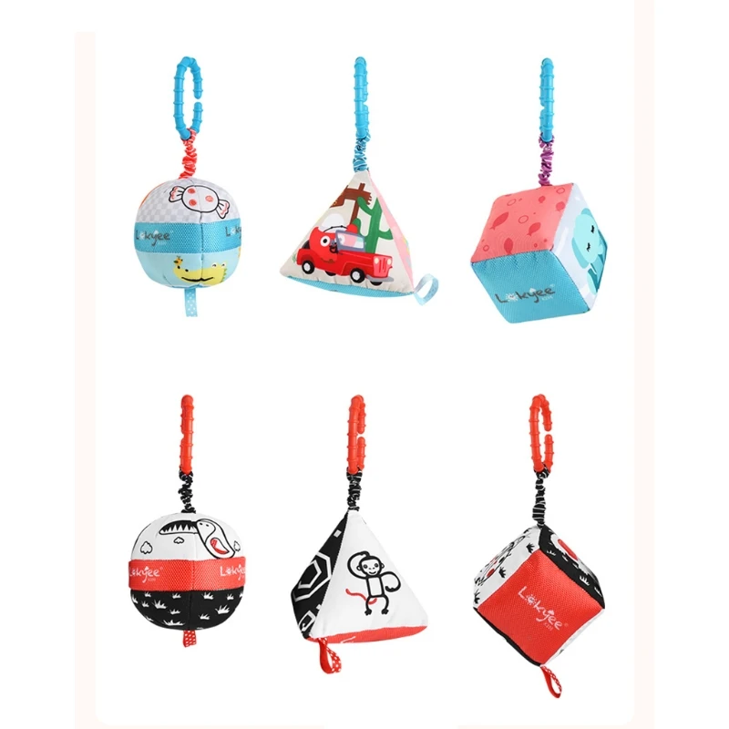 

Baby rattles plush pendant three-piece set of sensory puzzle cloth ball bedside XX9E