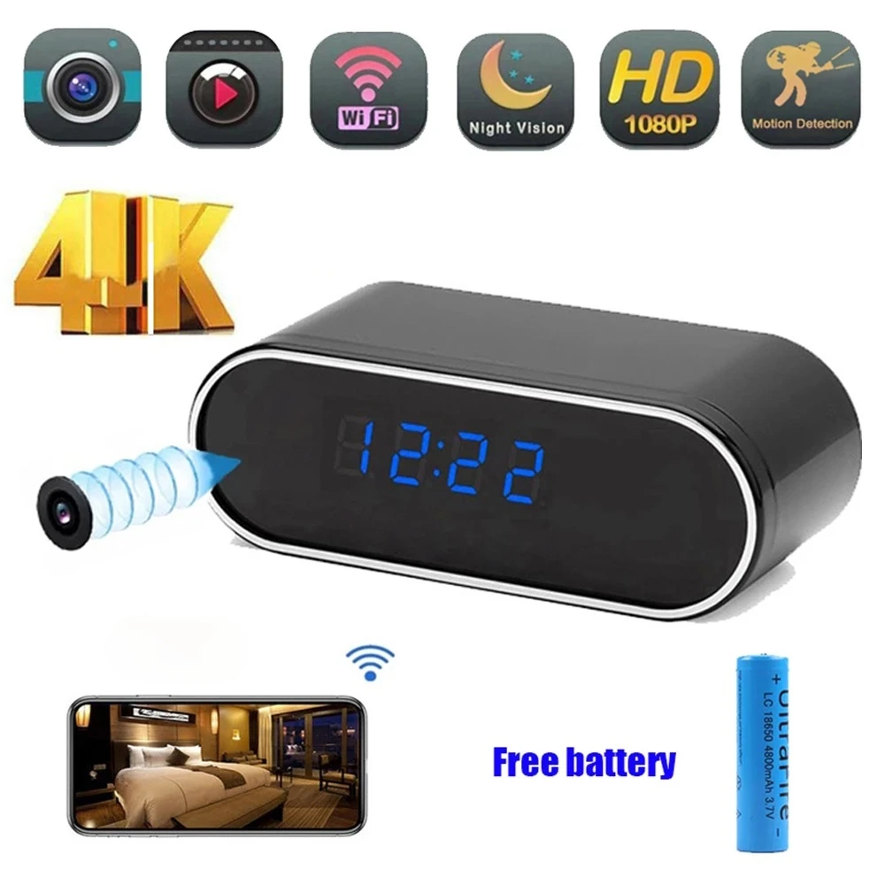 

Мини-камера с сигнализацией, 4K, Wi-Fi, беспроводная ip-камера 1080P, ночное видение, обнаружение движения, дистанционное управление, видеорегистра...