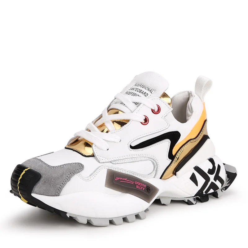 Обувь на толстой подошве женская обувь из натуральной кожи парные цветные тонкие