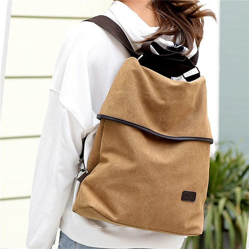 

Women Canvas Backpack Fashion Shoulder Bag Travel School Multifunction Bag For Teenage Girl Rucksacks