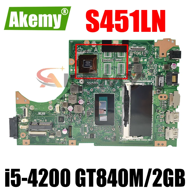 

S451LN GT840M/2 ГБ i5-4200CPU 4 Гб Оперативная память материнская плата REV 2,0 для ASUS S451L S451LN Материнская плата ноутбука 90NB05D1-R01000 Бесплатная доставка