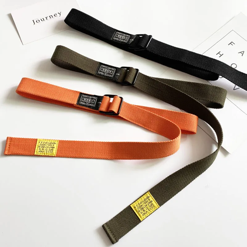 

Casual Fashion Canvas Tactics Belts For Women Men Metal Plastic Buckle Waist Strap Jeans Trouser Female Students Waistband Youth