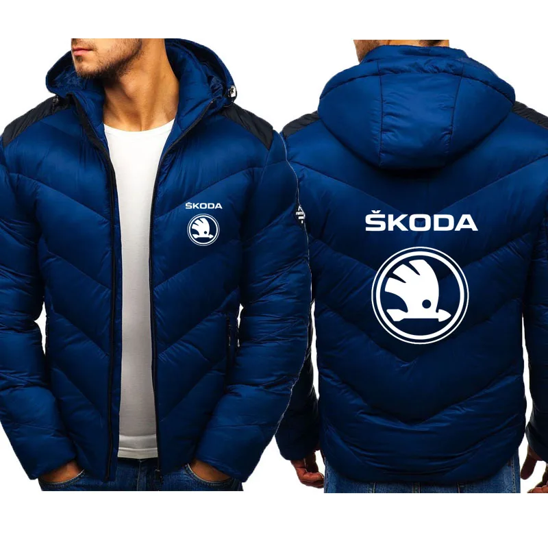 

Куртка на молнии с капюшоном, Мужская одежда, принт логотипа автомобиля Skoda, Повседневная Мужская парка в стиле хип-хоп Harajuku, Теплая мужская ...