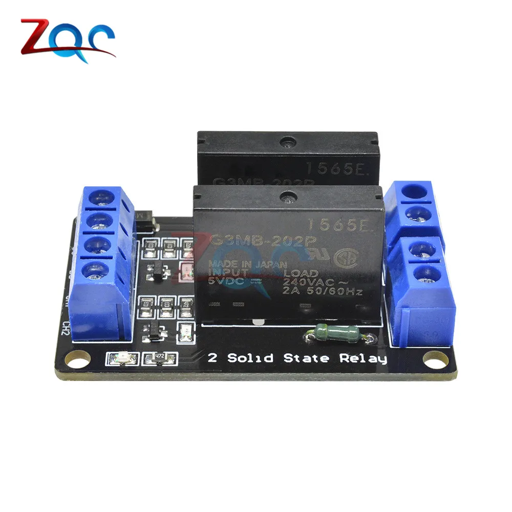 2kanal OMRON SSR релайс G3MB-202P 5 В DC 2 канала твердотельные релейные платы модуль высокого уровня предохранитель для Arduino