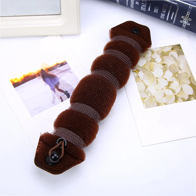 large coffee Пончик Кольцо формирователь пены Braider инструмент для девушки DIY Стиль волос для женщин укладки волос бывший волшебный губка булочка производитель - Цвет: large coffee