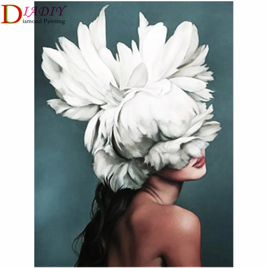 

Diamond Embroidery Girl 5D Diamond Painting Flower Cross Stitch Portrait Rhinestone Mosaic Full Layout Home Decor Gift