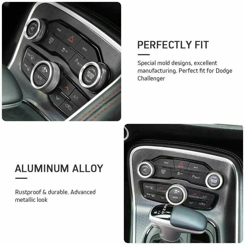 

3 AC Switch Knob Cover Trim For Dodge Challenger/Charger 2015-2020 Knob Cover
