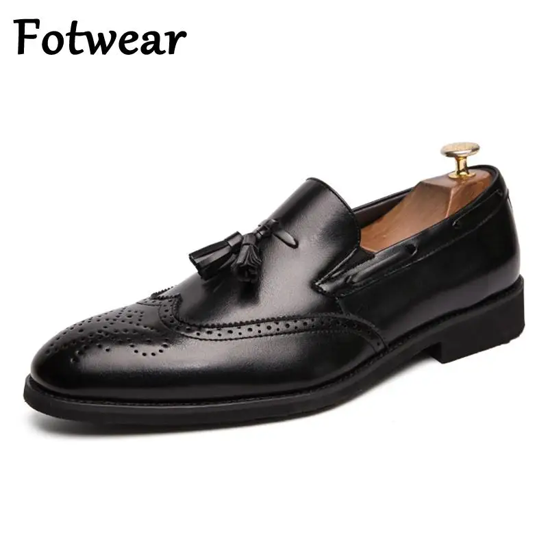 

Fotwear Men Brogue Shoes Big Size 48 47 Men's Leather Dress Shoes Business Office Shoes Adult Lace Up Formal Brogues Pointed Toe