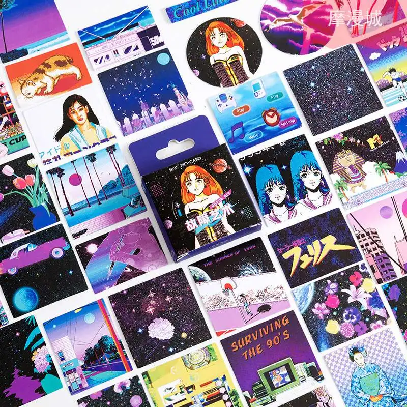 

45 pieces Boxed Memories of 90's Retro Comics Hand Account Diary Notebook Cup Computer Decoration