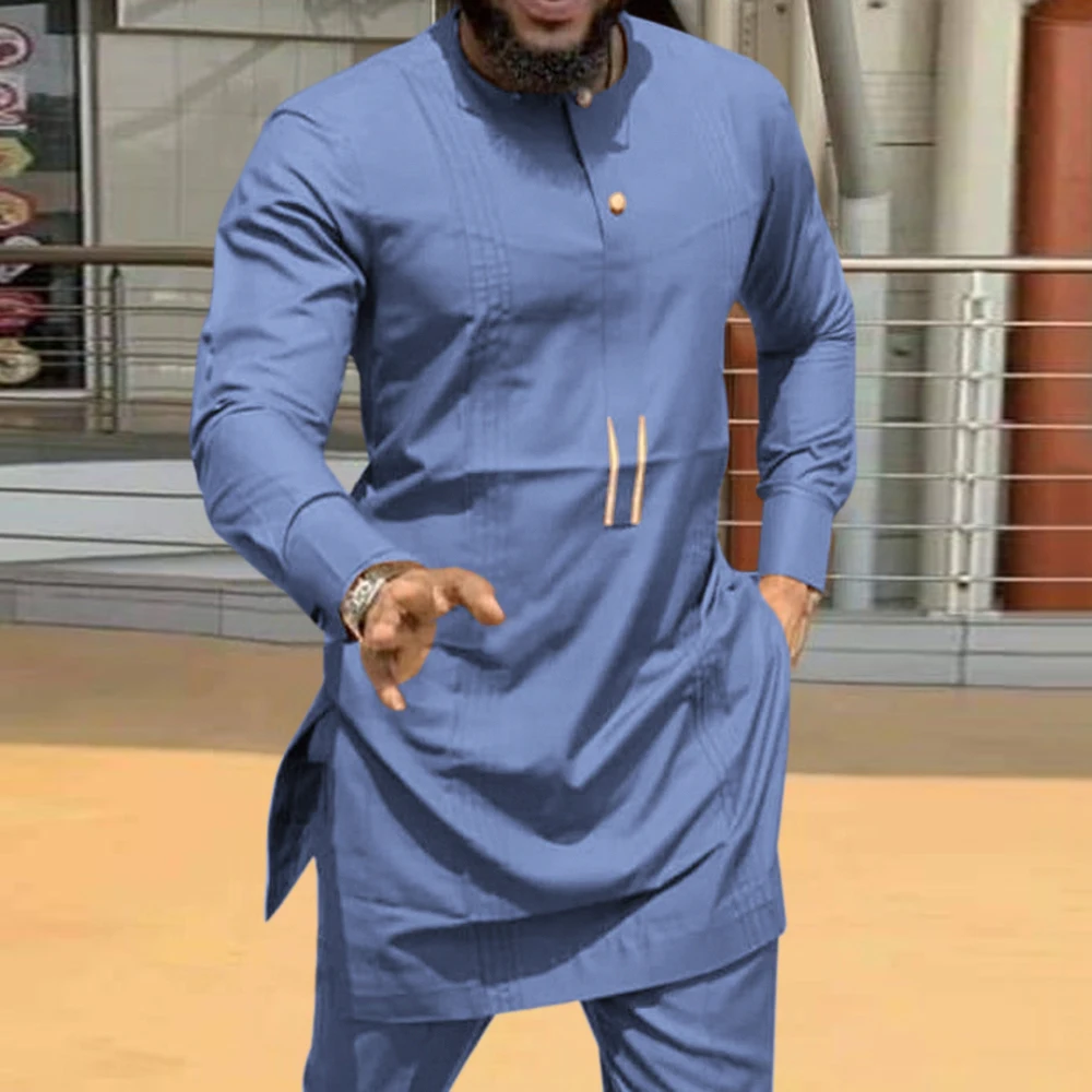 

African Dashiki Long Sleeve Casual Tops Men's Mid-length T-Shirt Spring 2021 Fashion Male Clothing 4xl Black T shirt Plus Size