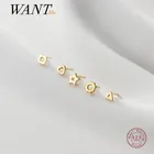 Женские маленькие серьги-гвоздики WANTME, минималистичные геометрические маленькие серьги из стерлингового серебра 925 пробы с любовью и звездой, корейские очаровательные ювелирные украшения для девочек-подростков