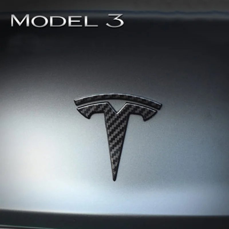 

Логотип для Tesla model 3, аксессуары с логотипом спереди, углеродное волокно ABS Model3, автомобильные передние и задние наклейки, аксессуары для лог...