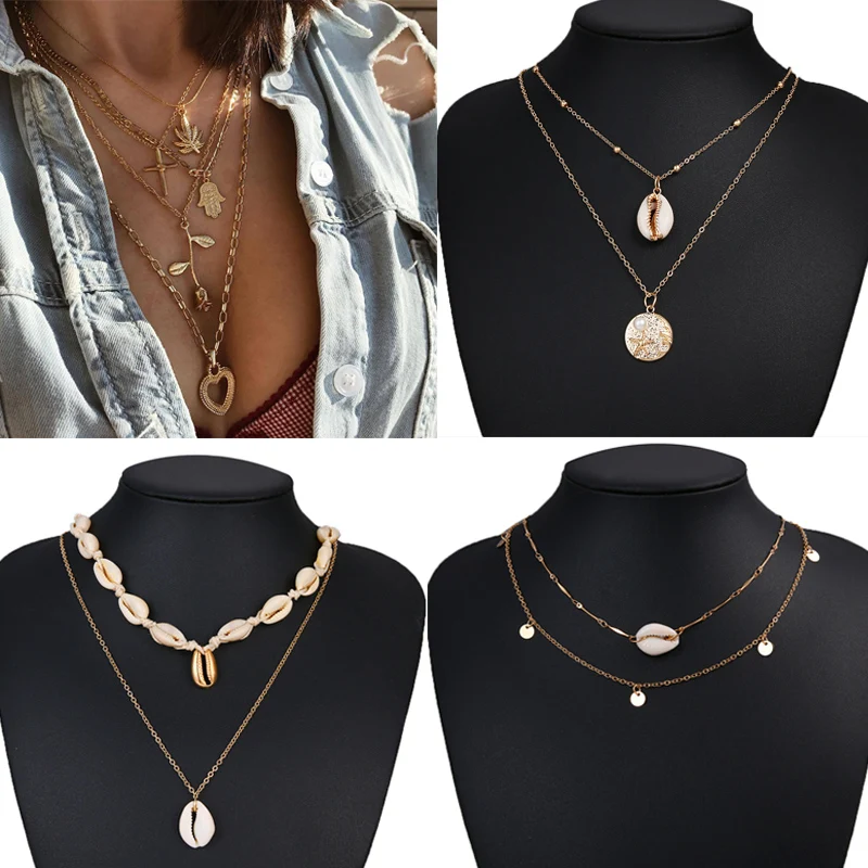 Купите 1 Товар и получите подарок золотого серебряного цвета многослойный колье