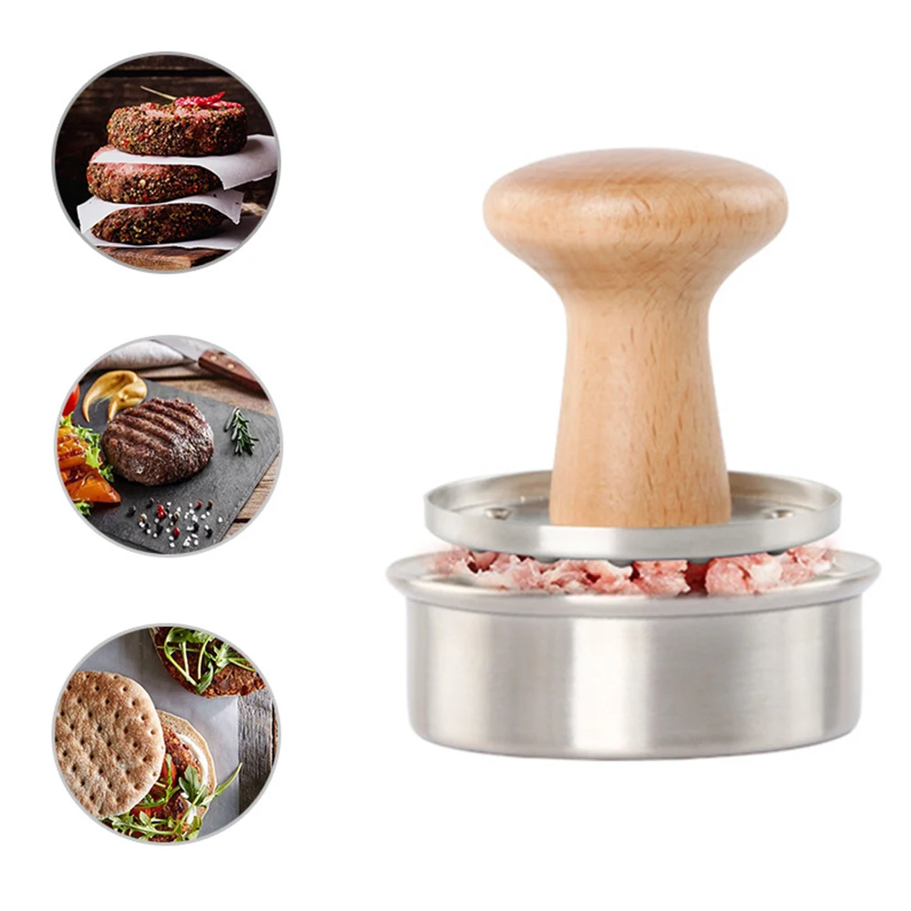 

New Home Round Shape Burger Press Food-Grade Stainless Steel Hamburger Meat Press Beef Grill Hamburger Press Patty Maker Mold