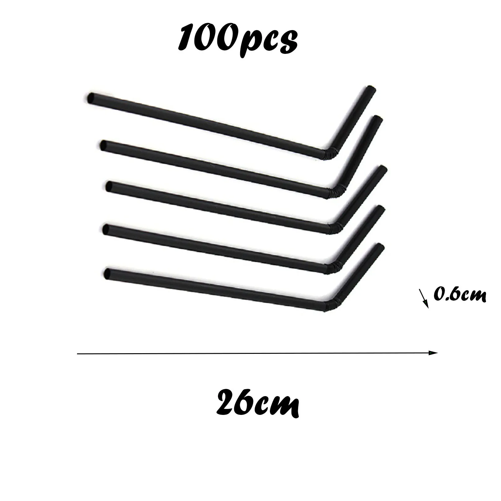 

100pcs Drinking Straws 210mm Black White Long Flexible Wedding Party Supplies Plastic Drinking Straws Kitchen Accessories
