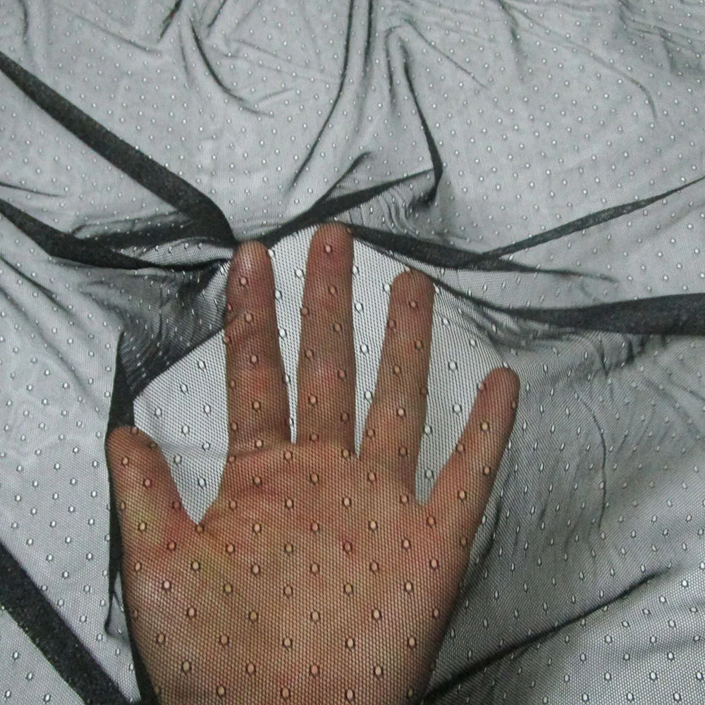 Сетчатая ткань цвета слоновой кости эластичная кружевная в горошек для свадьбы