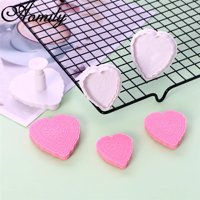 Amoliy 3 шт. любовь в форме сердца резка для печенья и помадки формы торта DIY