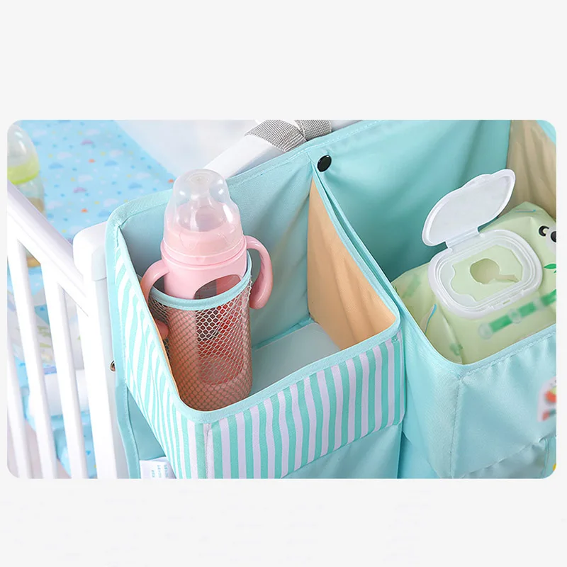 

New Baby Crib Cot Bed Storage Bag Hanging Pocket Diaper Nappy Clothes Organizer for Home NE