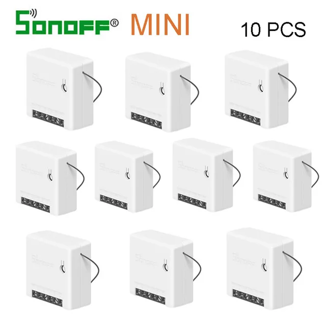 10 pcs Itead Sonoff Мини DIY умный переключатель маленький корпус пульт дистанционного управления Wifi переключатель Поддержка внешнего переключателя работа с Alexa Google Home - Комплект: 10 pcs