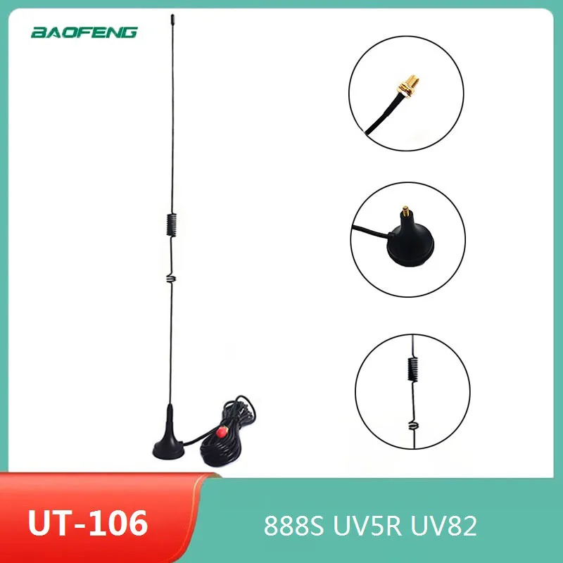 

UT-106 Magnetic SMA-Female Car Antenna VHF UHF for Walkie Talkie Baofeng Two Way Radio UV 82 UV-5R BF-888S Ham Radio Accessories