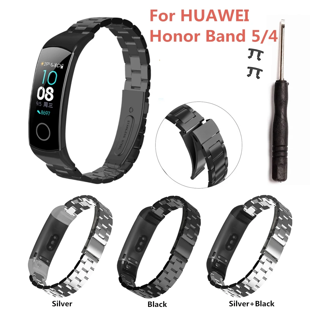 Высококачественный металлический ремешок из нержавеющей стали для huawei Honor Band 5 4 Smartwatch Браслет фитнес для мужчин и женщин браслет для замены мужчин t