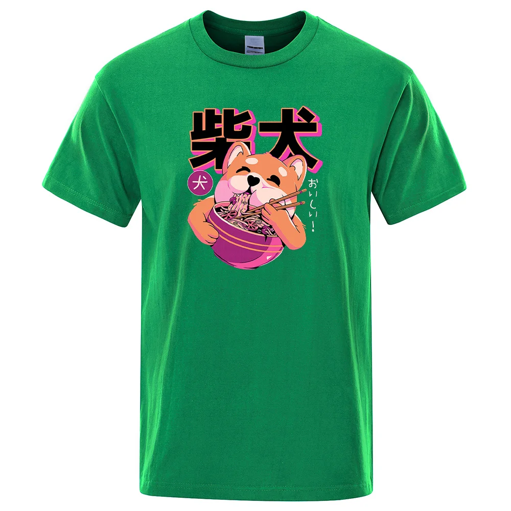 

t Noedels Nice Shiba Inu Men's T-shirt Oveized Soft T-shirts Casl Loss Sho Mouwen Vogue Around the ne T-shirts Men