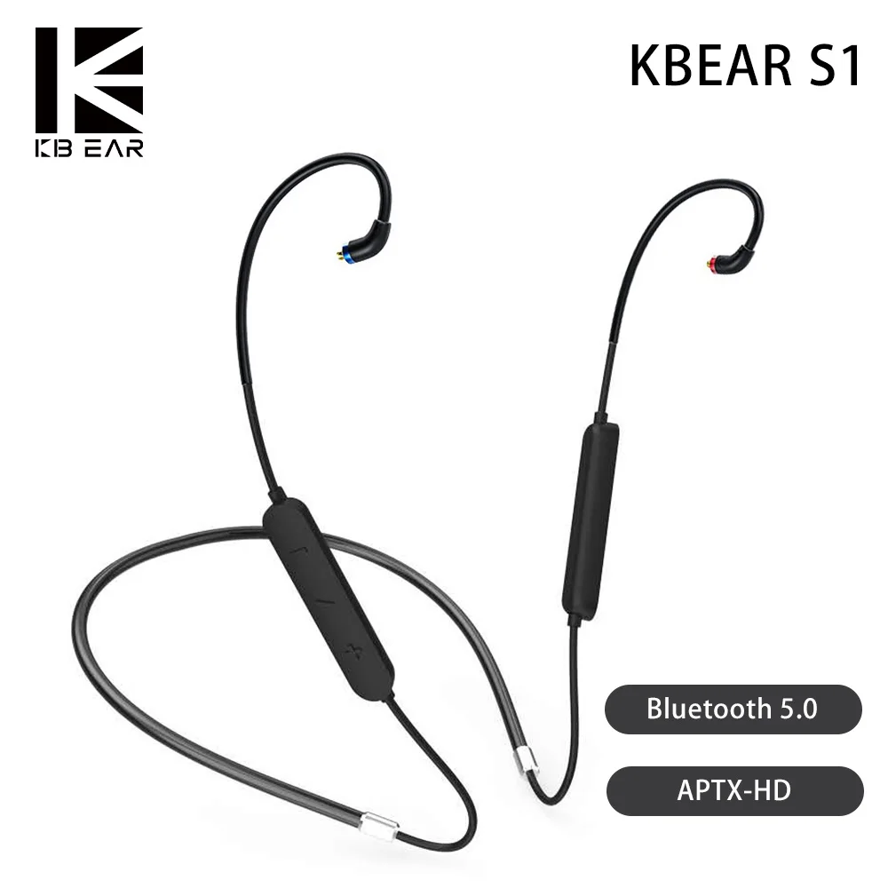 KBEAR S1 Bluetooth 5 0 Модернизированный кабель Беспроводной гарнитура APTX HD с 2PIN/MMCX/TFZ