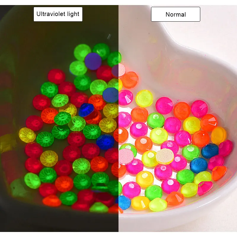 Цветные высококачественные стразы неоновые горячей фиксации фосфоресцирующий