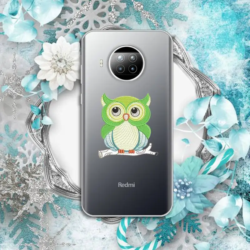 

owl Cute pink cartoon Phone Case Transparent for Xiaomi Redmi note 10 t 8 9 pro lite 11