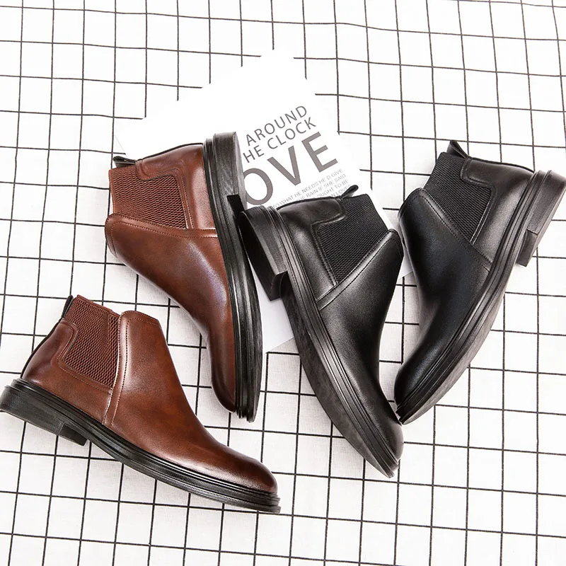 Ботинки мужские из натуральной кожи дышащие без застежки в британском стиле