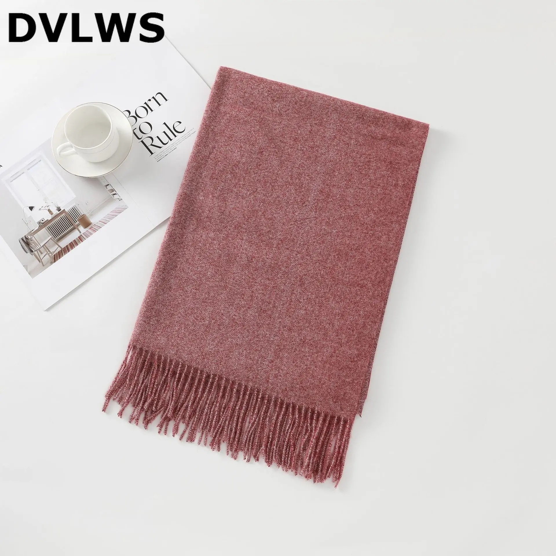 Корейский однотонный кашемировый шарф с зажимом Женский плотный теплый осенне