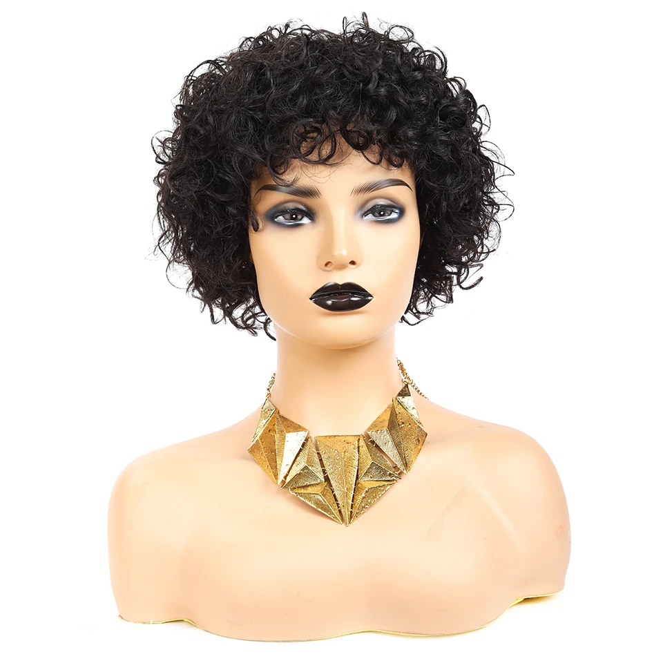 Короткий вьющийся парик человеческие волосы перруке Cheveux Humain бразильские парики