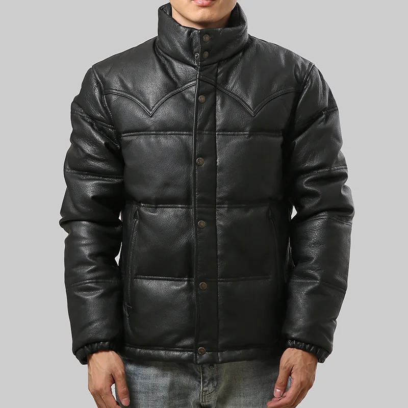 Мужской пуховик из козьей шкуры теплая куртка большого размера 250711 утиного пера