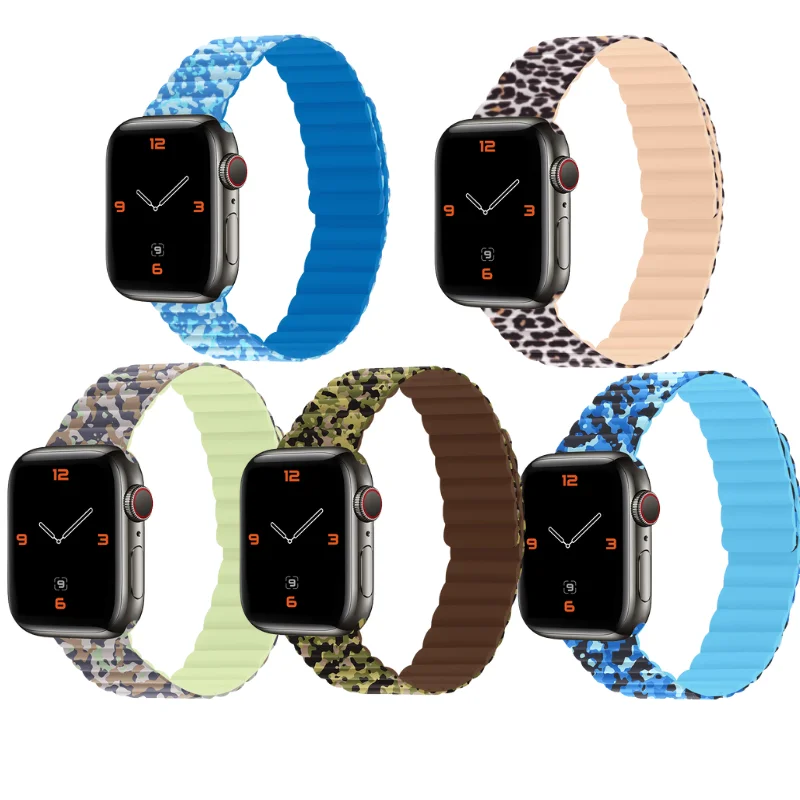 

Silicone Magnet Watch Band for Apple Watch 41 44 38 42 44 45mm Magnetic Strap for Apple Watch Series 7 6 5 4 3 Men Women Sports