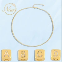 new women fashion initial letter choker 26 letters cube gold color charm pendants necklaces 2021 neck accessories for teen girls