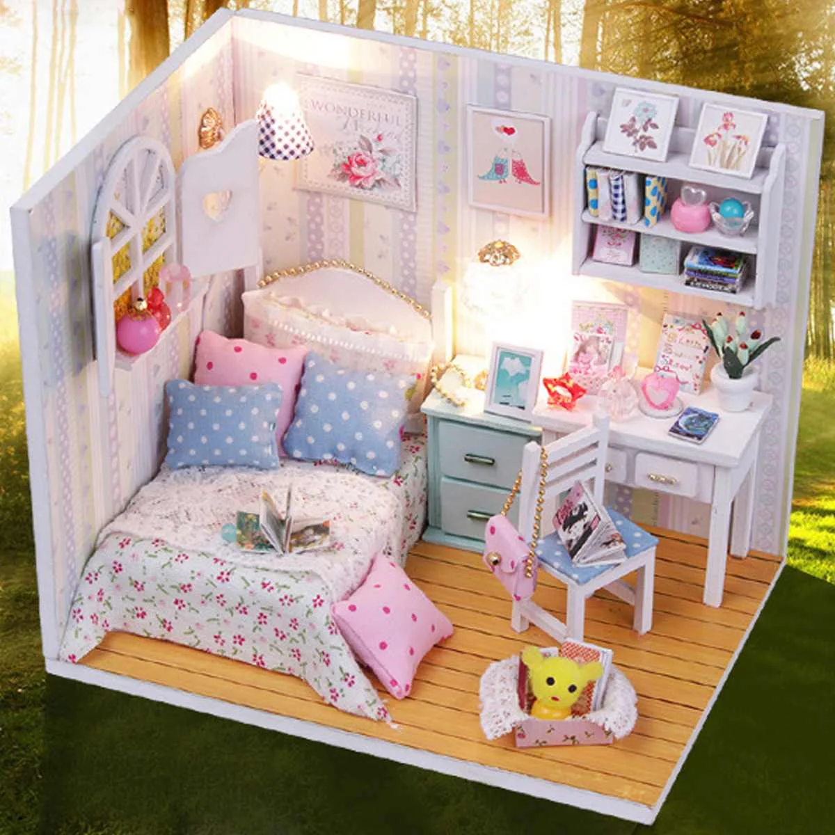 

DIY Doll House Wooden Doll Houses Dollhouse Miniature Dollhouse Furniture Kit DIY Casa Led Toys for Children Birthday Gift