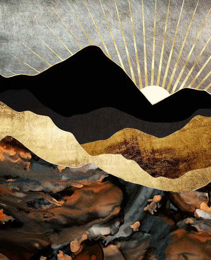 

Настенная картина «Золотая броза», Классический постер на холсте с изображением гор и заката, абстрактная живопись, современное искусство ...