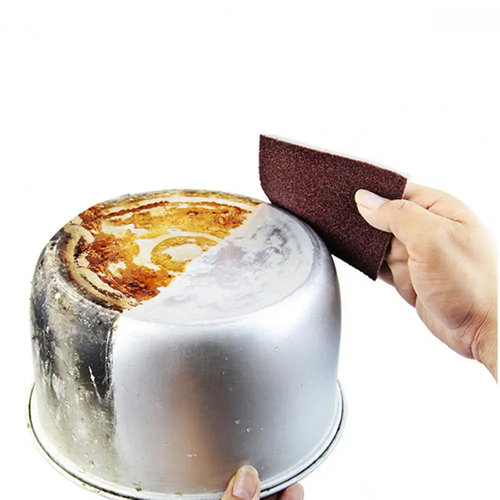 

50% Dropshipping!!10Pcs Scrub Cloth High Density Strong Decontamination Ability Sponge Emery Pot Clean Brush for Home