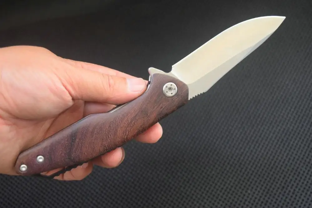 wood handle TRSKT шарикоподшипник складной Флиппер нож D2 лезвие Кемпинг Открытый Охота спасательный походный Нож Edc инструменты, Прямая поставка - Цвет: wood handle