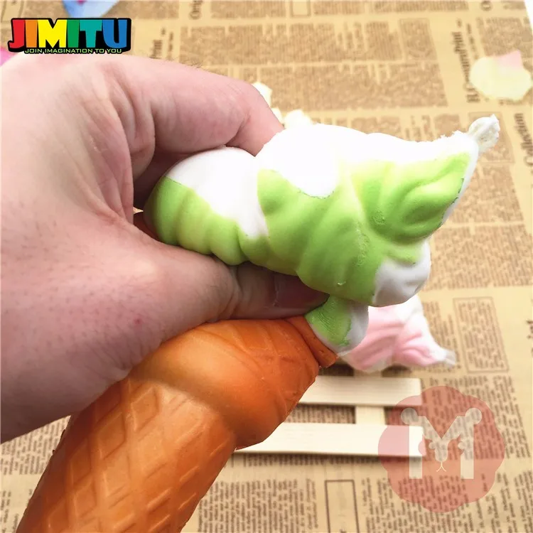 JIMITU 11cm Cute Soft Jumbo Ice Cream Cone Squishy Slow Rising Bread Antistress Scented Charms Kids Toys |