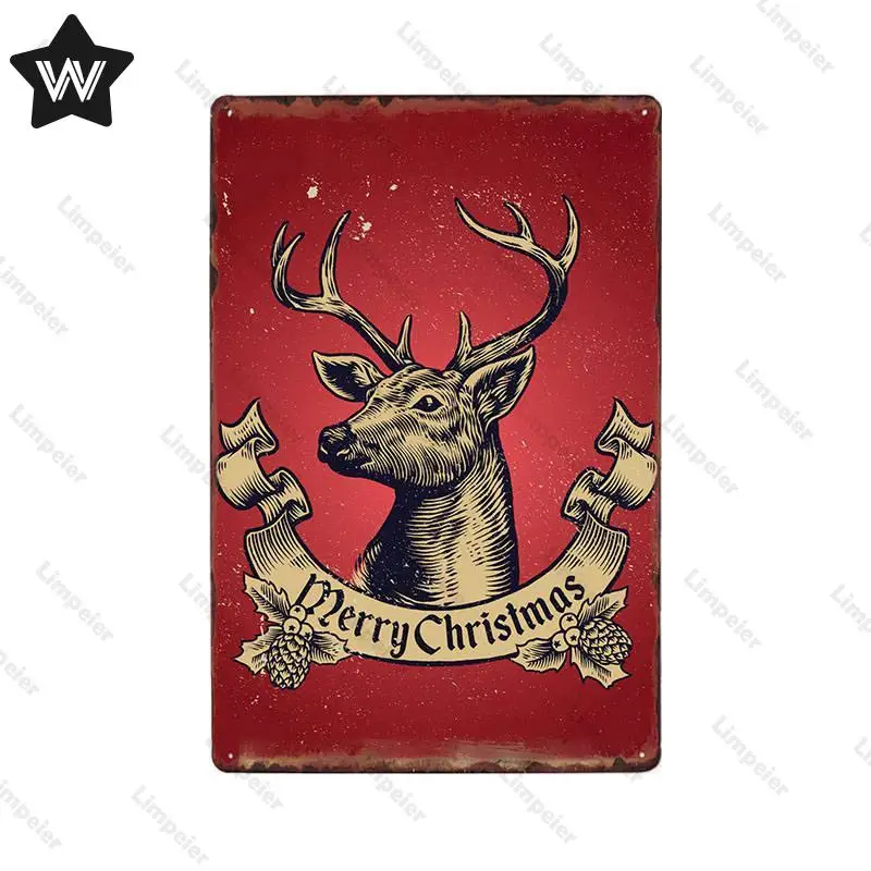 Металлический постер в виде оленя Оловянная табличка с оленем винтажные