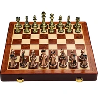 european large chess metal pieces board game accessories portable sculpture chess set gathering szachy entertainment de50ql