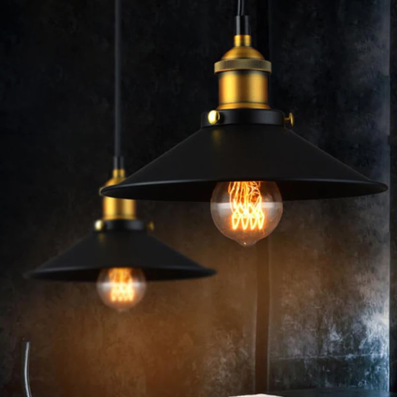 

Black Vintage Industrial Pendant Light Nordic Retro Lights Iron Lampshade Loft Edison Lamp Metal Cage Dining Room Countryside