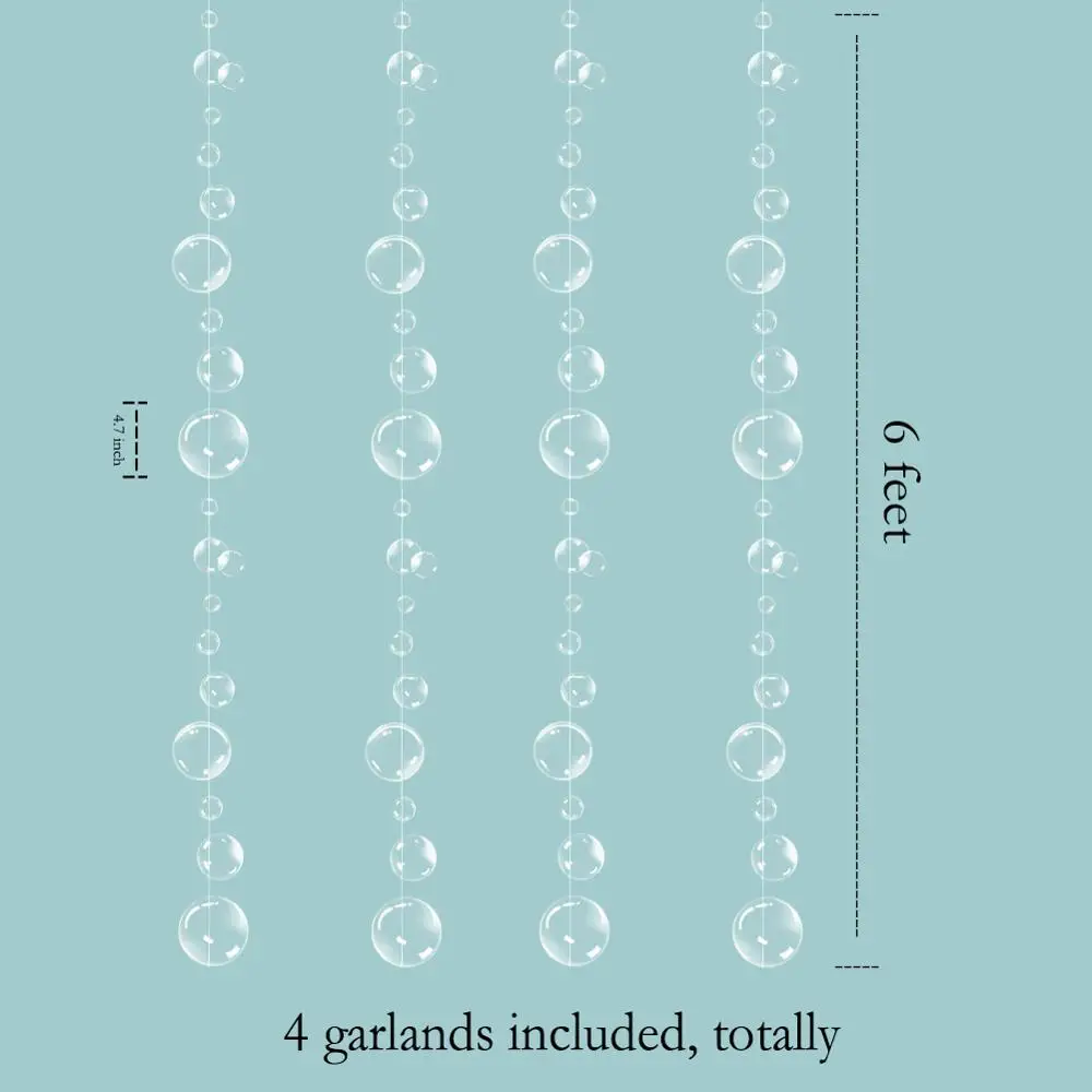 Floating Transparent Bubble Garland for Under the Sea Party Supplies Hanging Streamer for Mermaid Baby Shower Birthday Party - Цвет: 4 pcs White bubble