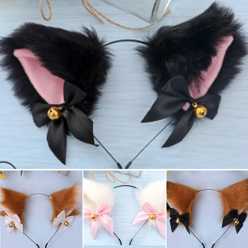 

Comic Anime Cute Cat Ears Hairband with Bells Bows Cosplay Costume Party Hairclips Hair Accessories for Women Girls SK88