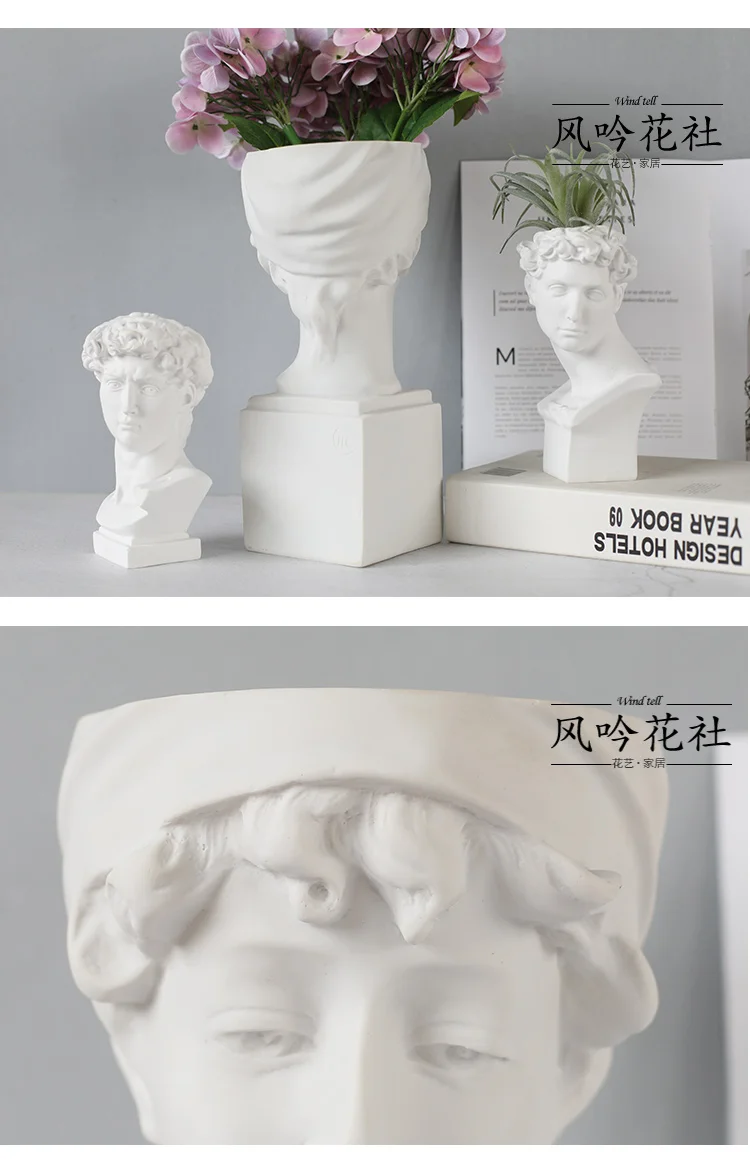 

modern Nordic style Creative Portrait vase Human head Decorative ornaments Resin David Venus Vase Home decoration accessories